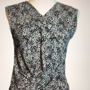 Black and White Fitted Wrap Blouse